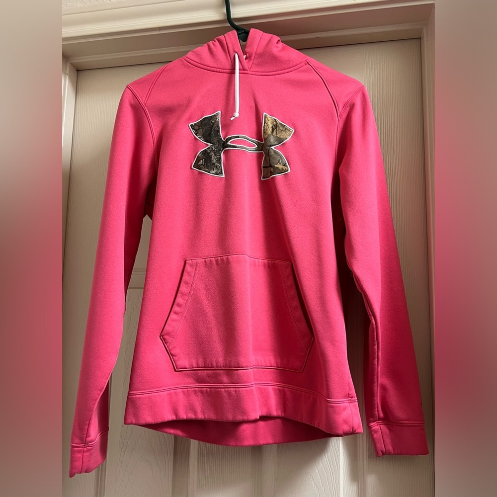 Under Armour Storm pink and camo hoodie